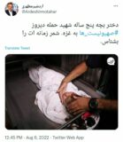 شمر زمانه ات را بشناس                                          توئیت اردشیر مطهری به دنبال شهادت دختر بچه ۵ ساله در حمله صهیونیستها به غزه
